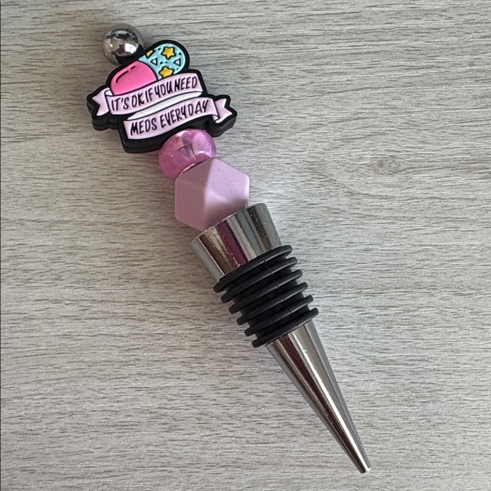 Pink and Silver Wine Bottle Stopper